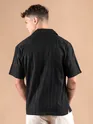 Black Half Sleeve Cuban Collar Shirt